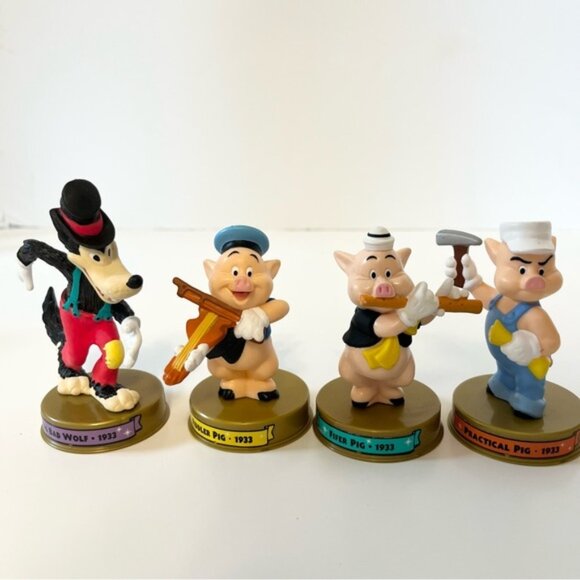 100 years of Disney McDonald’s toys.Three Little Pigs and Big Bad Wolf Figurines - Picture 1 of 2